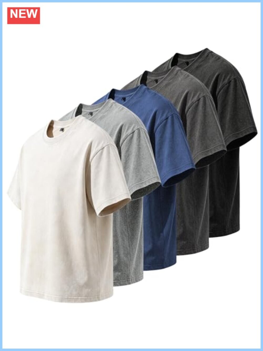 Men's Vintage Washed T-Shirt 100% Combed Cotton Oversized Loose Fit Crew Neck